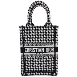 Christian Dior Bag Women's Handbag Shoulder 2way Jacquard Book Tote Phone Black White Houndstooth Embroidered