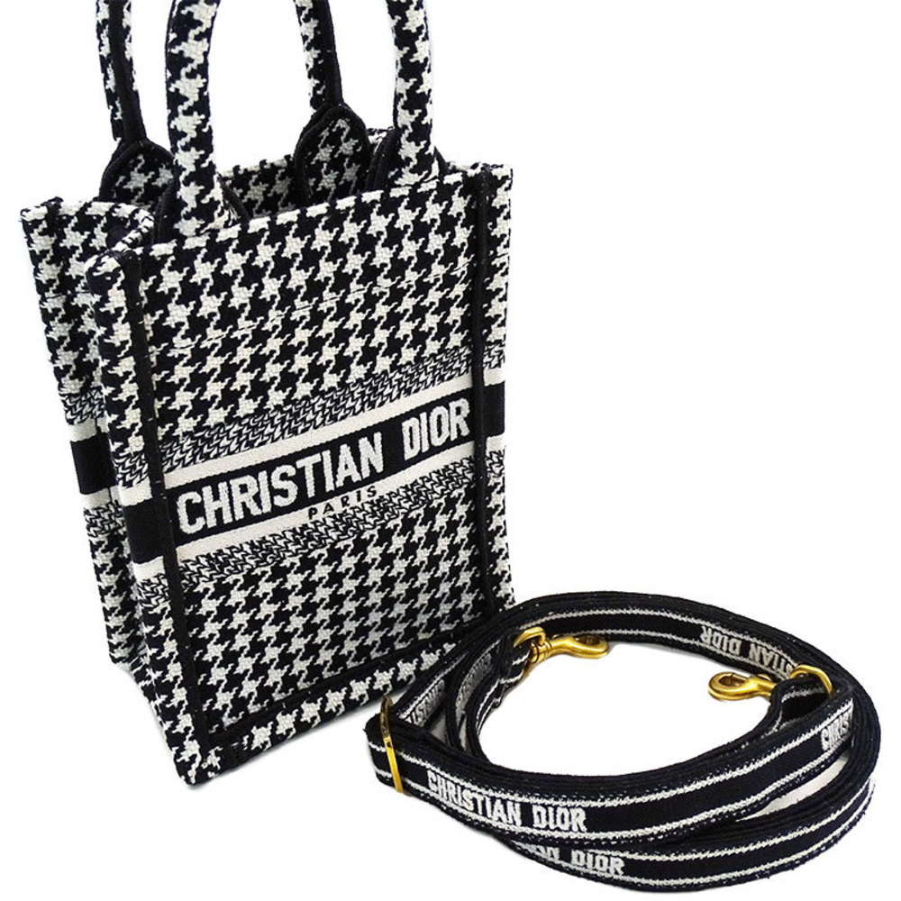 Dior Band Houndstooth Headband Black and White Embroidery