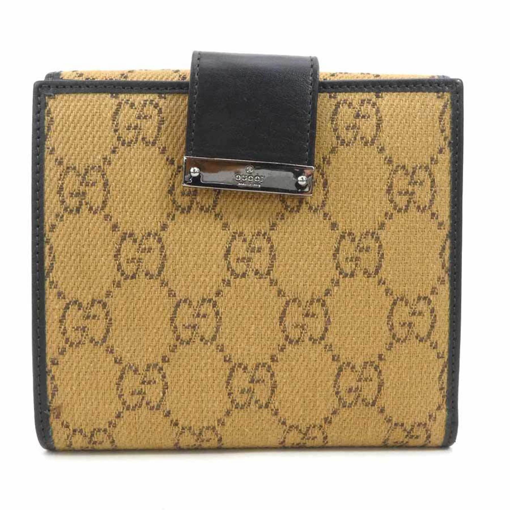 Gucci GUCCI Folio Wallet GG Canvas Canvas/Leather Beige/Dark Brown Unisex 74209