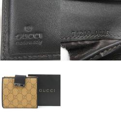 Gucci GUCCI Folio Wallet GG Canvas Canvas/Leather Beige/Dark Brown Unisex 74209