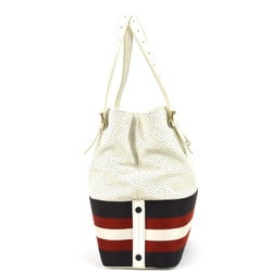 BALLY handbag leather ivory x brown red unisex