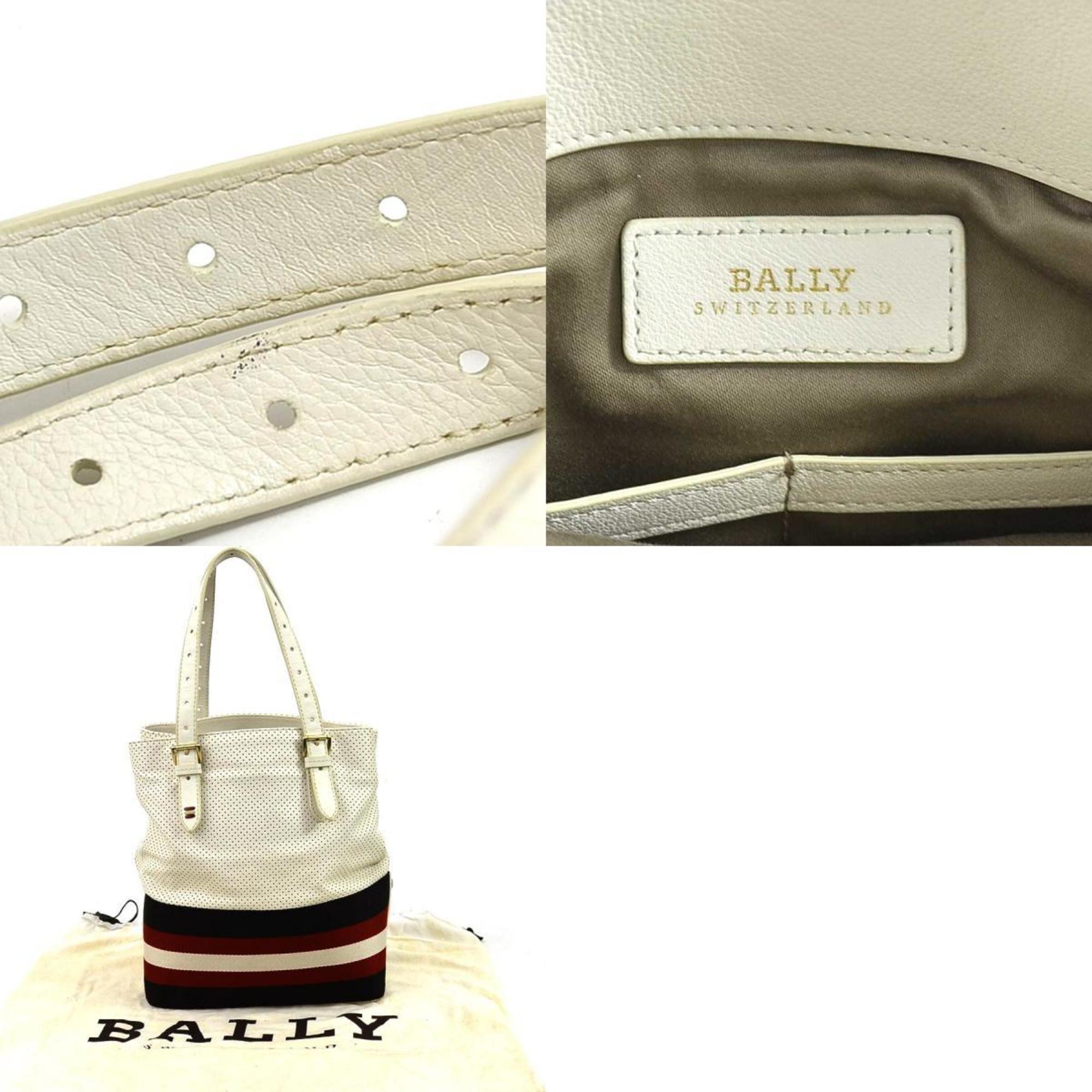 BALLY handbag leather ivory x brown red unisex