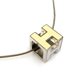 Hermes HERMES necklace H cube caged ash metal/enamel silver/off-white unisex