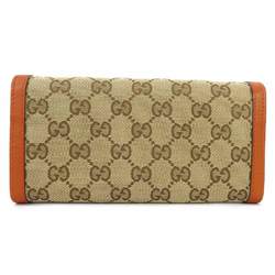 Gucci GUCCI Folio Long Wallet GG Canvas Canvas/Leather Beige/Orange Gold Unisex 282431
