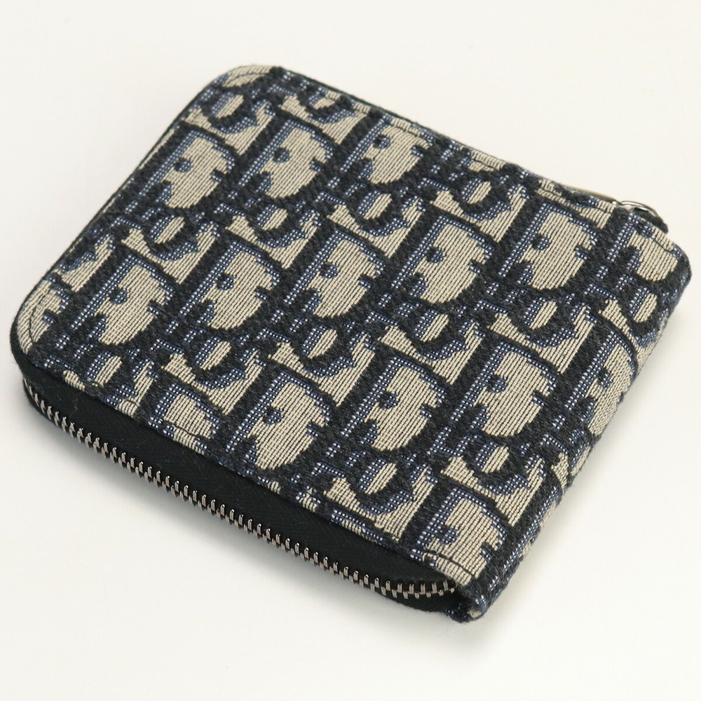 Zipped Wallet Black Dior Oblique Jacquard