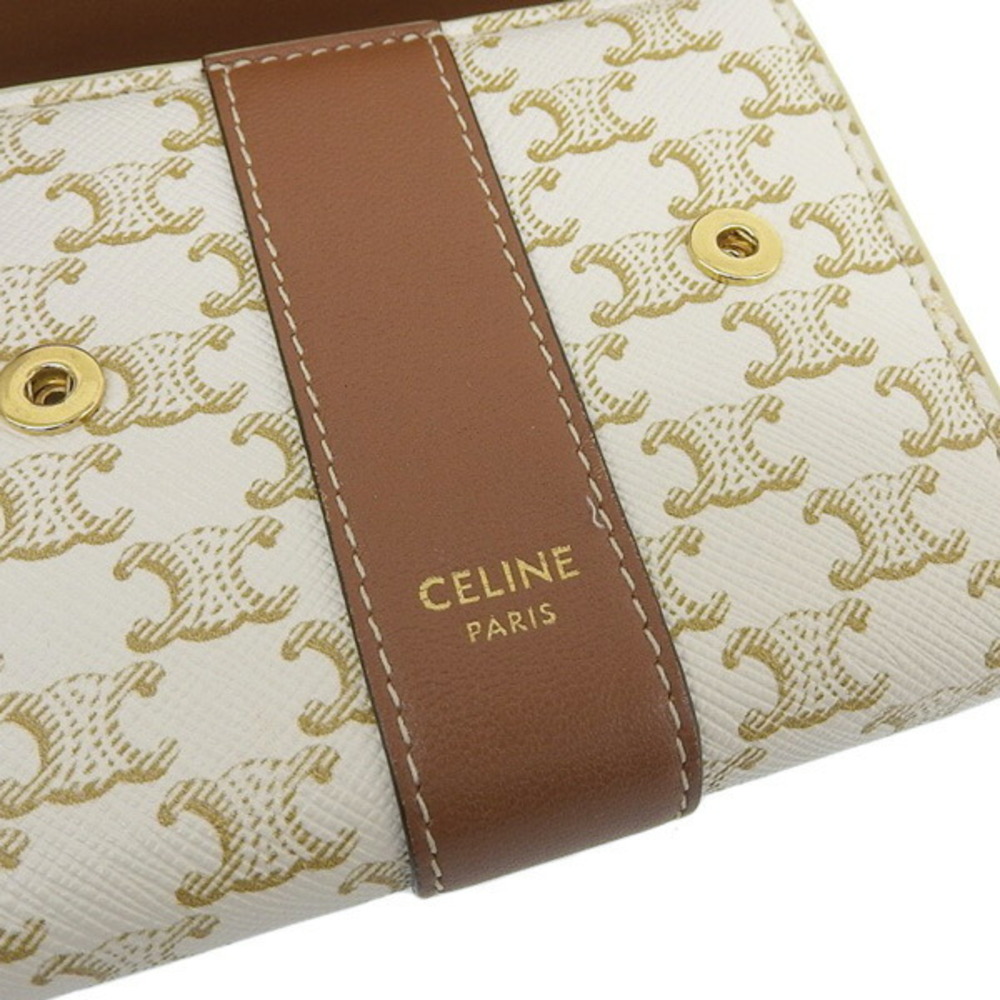 CELINE Tri-fold wallet Small trifold leather beige