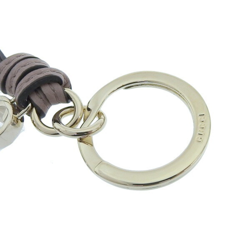 Beige GG Leather Keychain