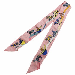 Hermes Twilly Scarf Muffler Space Derby Rose (Pink) Women's Silk Ribbon HERMES