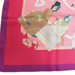 Hermes Carre 90 Scarf Muffler Hello Dory HELLO DOLLY Doll Pink x Purple Women's Silk HERMES