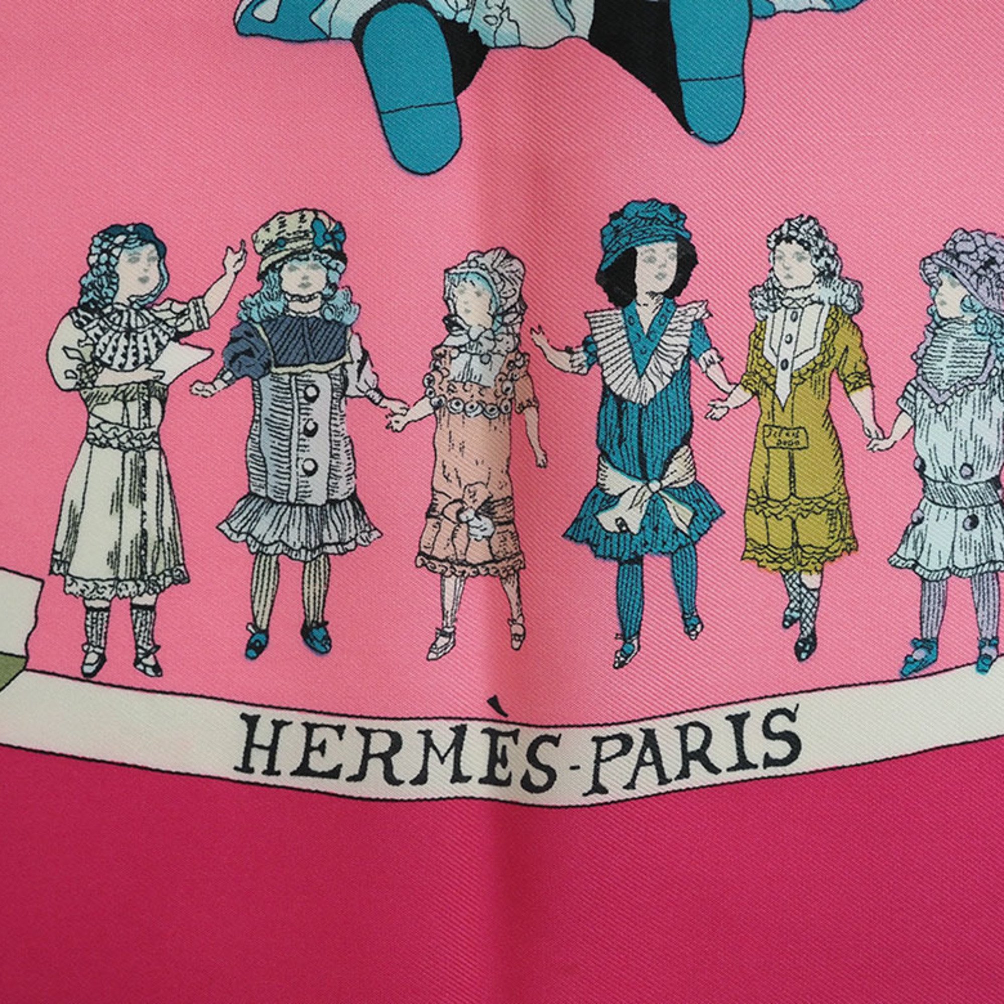 Hermes Carre 90 Scarf Muffler Hello Dory HELLO DOLLY Doll Pink x Purple Women's Silk HERMES