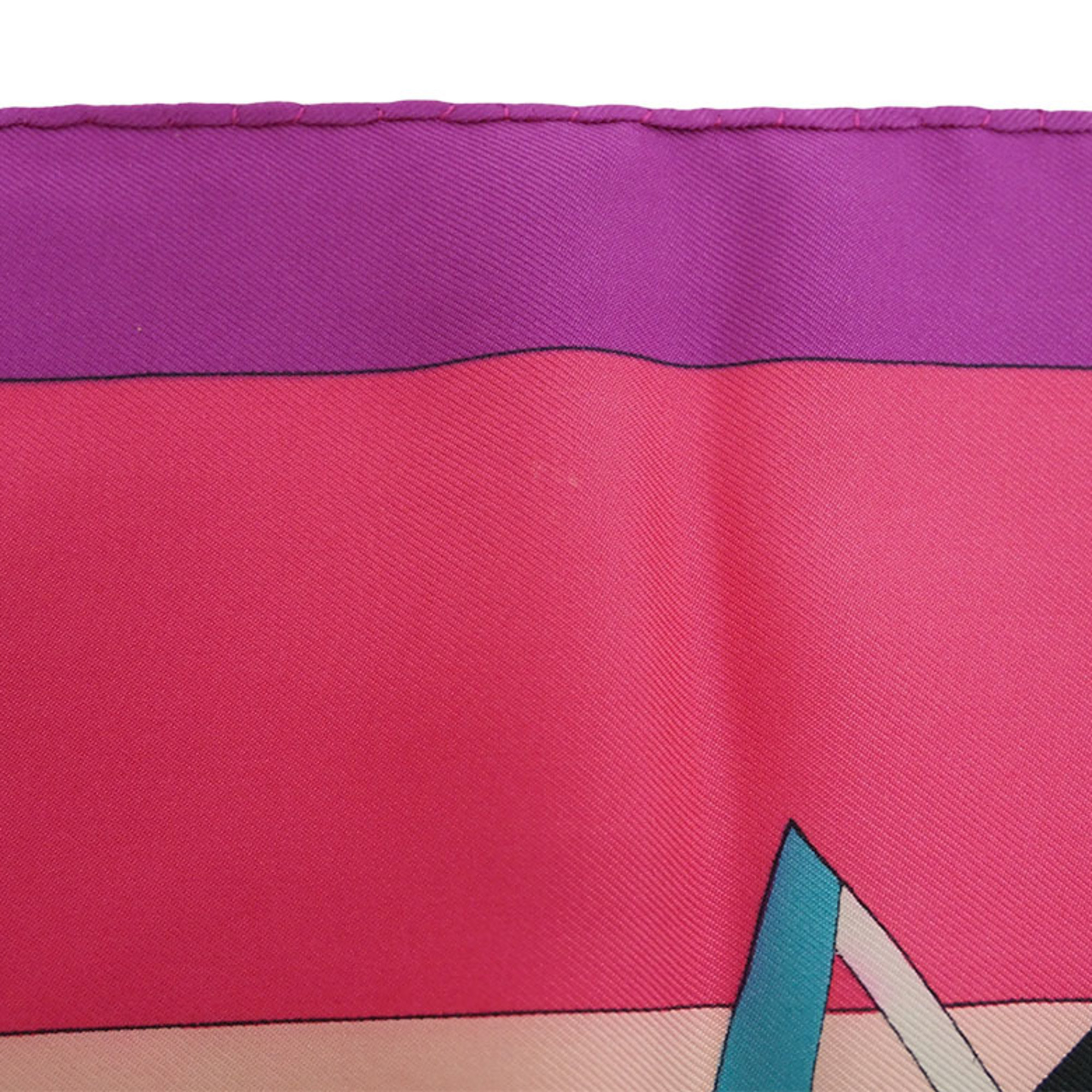 Hermes Carre 90 Scarf Muffler Hello Dory HELLO DOLLY Doll Pink x Purple Women's Silk HERMES