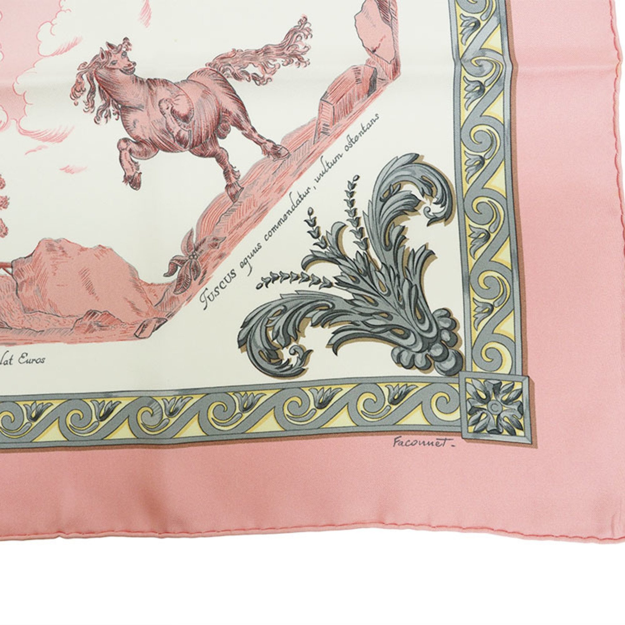 Hermes Carré 90 Scarf Muffler Courbette and Capriole Courbettes e Cabrioles Pink x White Women's Silk HERMES