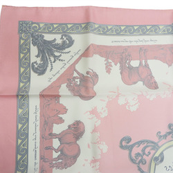 Hermes Carré 90 Scarf Muffler Courbette and Capriole Courbettes e Cabrioles Pink x White Women's Silk HERMES