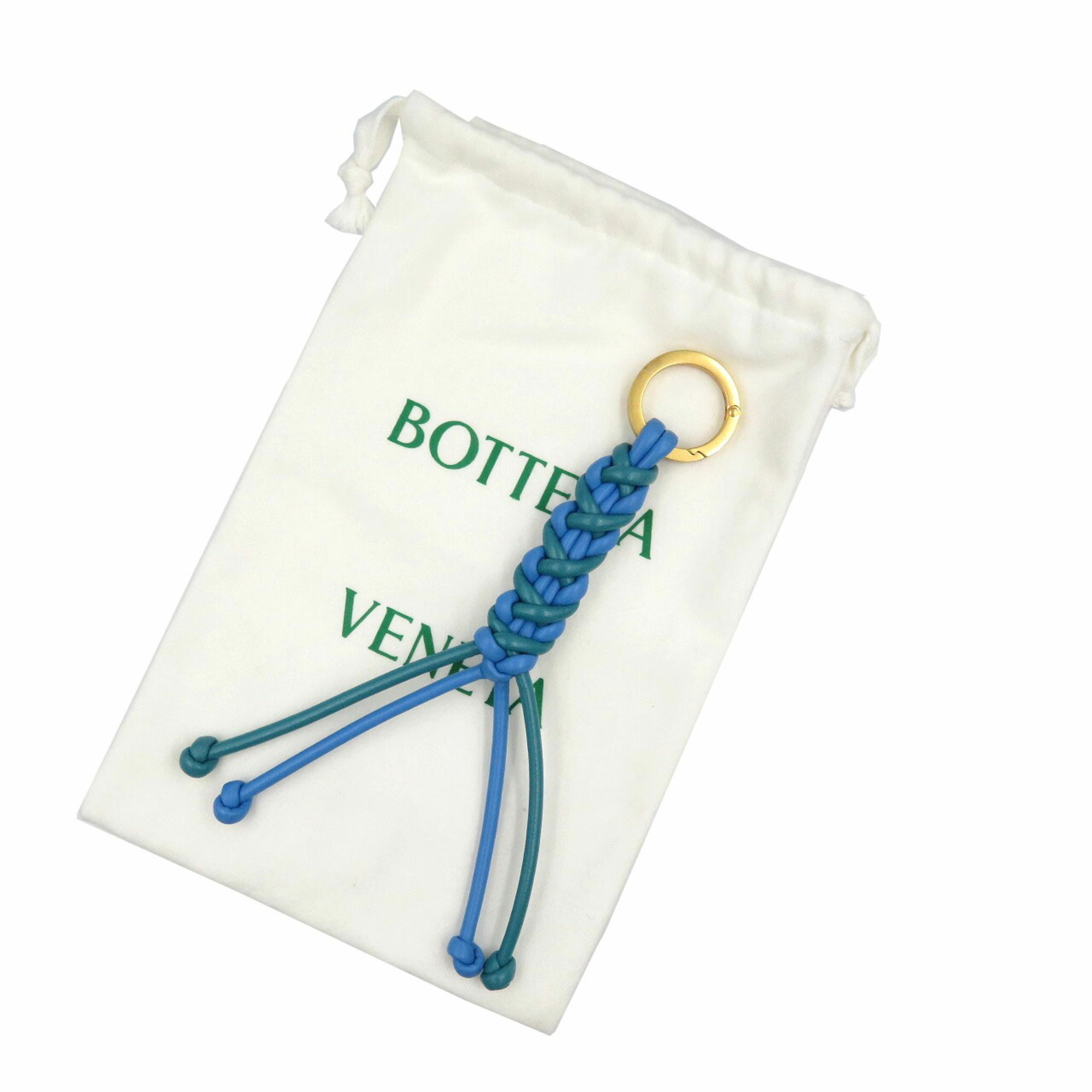 Bottega Veneta Leather GP Green Blue Bag Charm Keychain