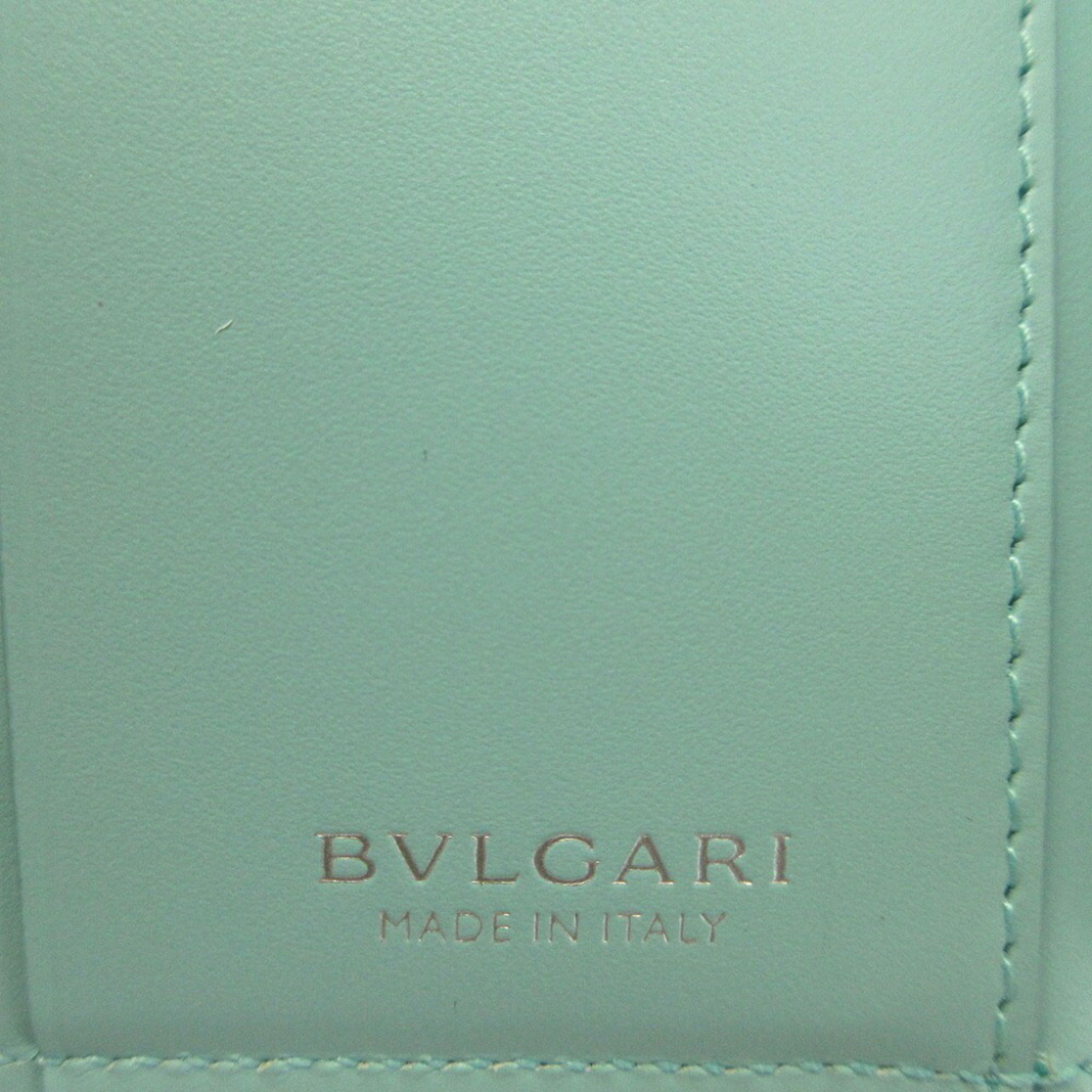 Bvlgari Serpenti leather light blue tri-fold wallet