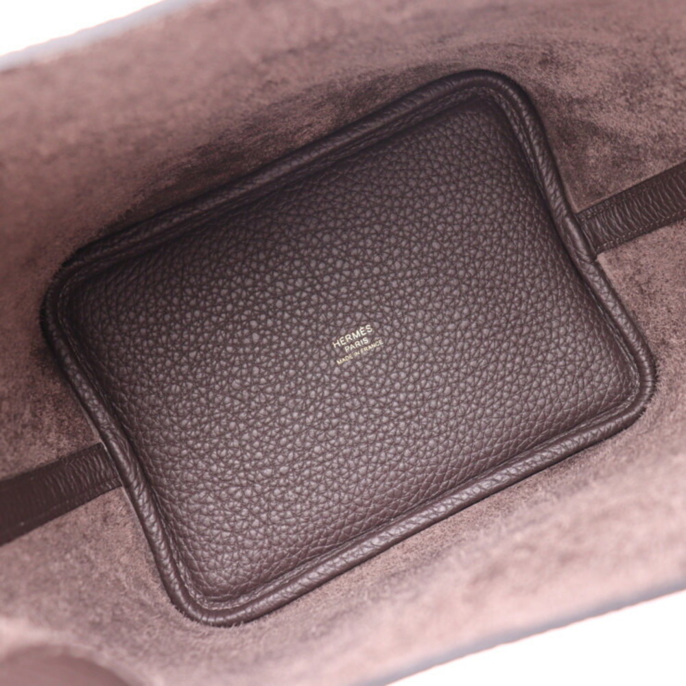 HERMES Hermes Picotin Lock PM 18 Handbag Taurillon Clemence Macassar Gold  Hardware Tote Bag B Engraved