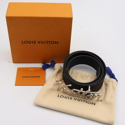 LOUIS VUITTON Louis Vuitton Sun Tulle neogram belt M6058U notation size 90/ 36 leather black silver metal fittings