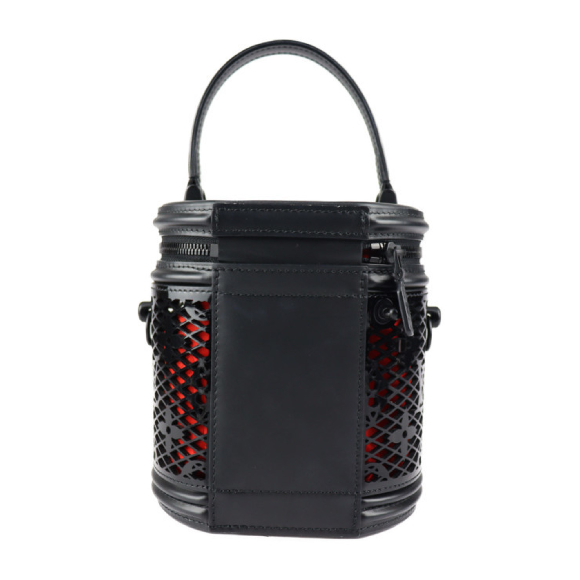LOUIS VUITTON Louis Vuitton Cannes Monogram Lace Handbag M20363 Leather Black Vanity Bag 2WAY Shoulder