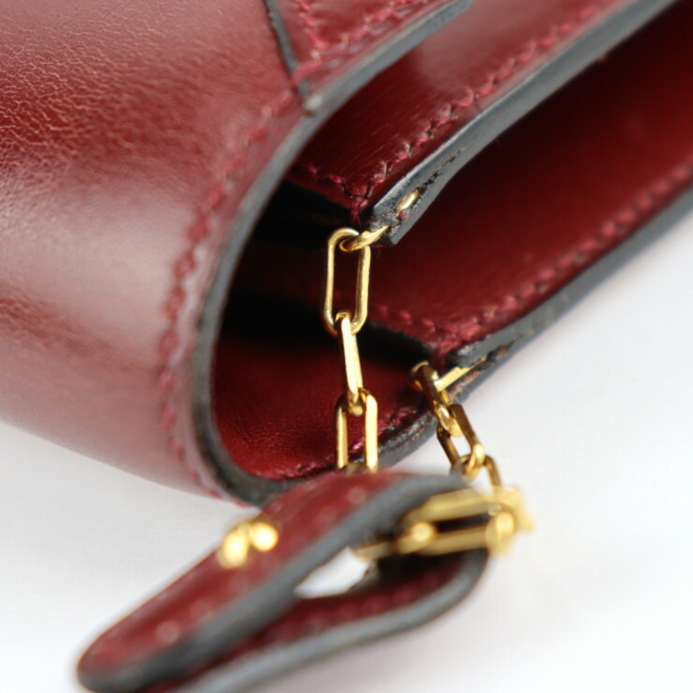 HERMES Hermes Liddy Shoulder Bag Box Calf Rouge Ash Bordeaux Gold Hardware  2WAY Clutch 〇G Engraved Vintage