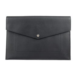 LOUIS VUITTON Louis Vuitton Pochette Envelope Clutch Bag M62250 Taurillon Leather Black Silver Hardware Second Pouch Business