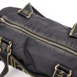 CHANEL Chanel Sport Line Boston Bag Nylon Canvas Black Khaki Green Shoulder Travel Cocomark 10 Series Round Cylindrical
