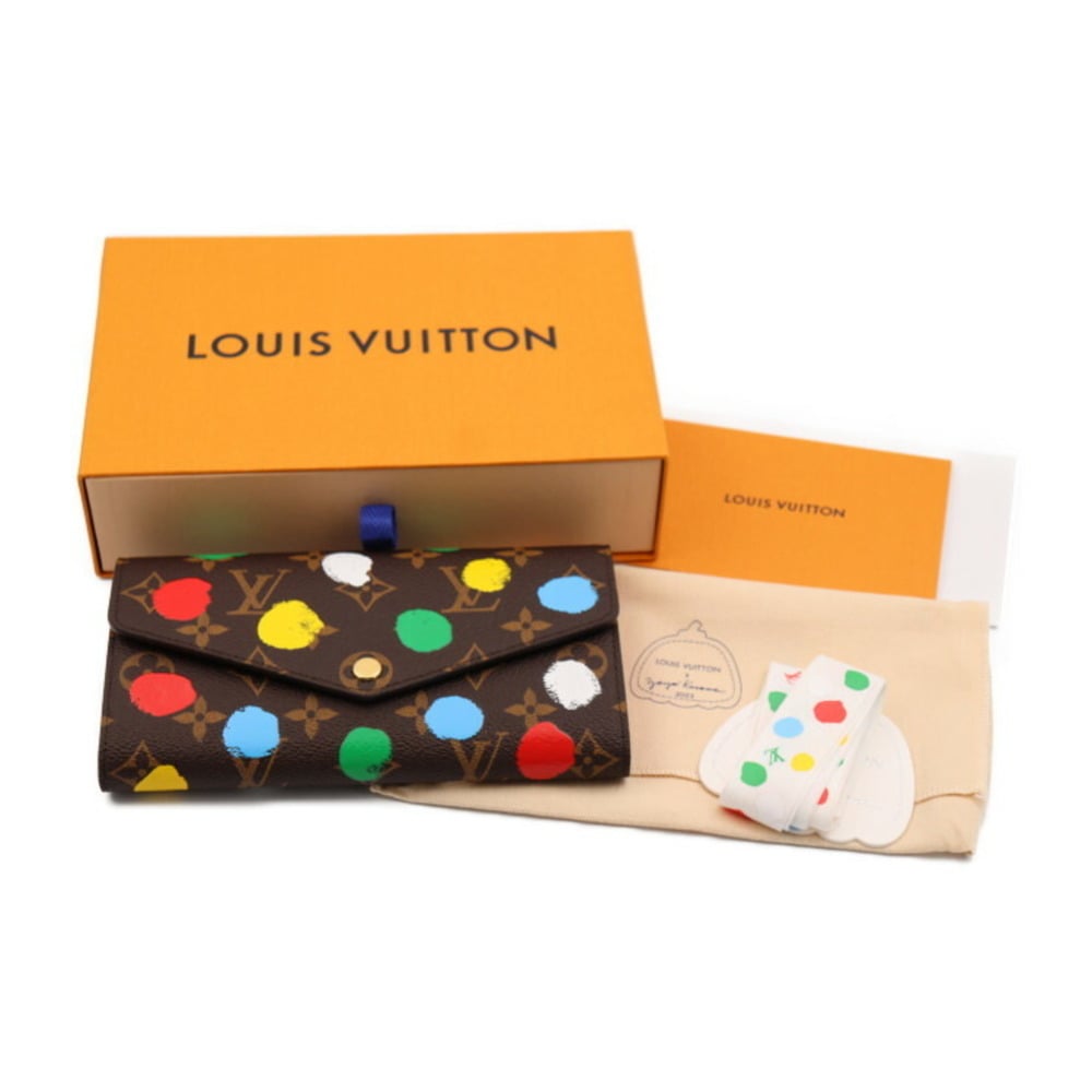 LOUIS VUITTON Louis Vuitton Portefeuille Sarah NM LV x YK Yayoi Kusama Long  Wallet M81980 Monogram Canvas Brown Multicolor Gold Metal Fittings