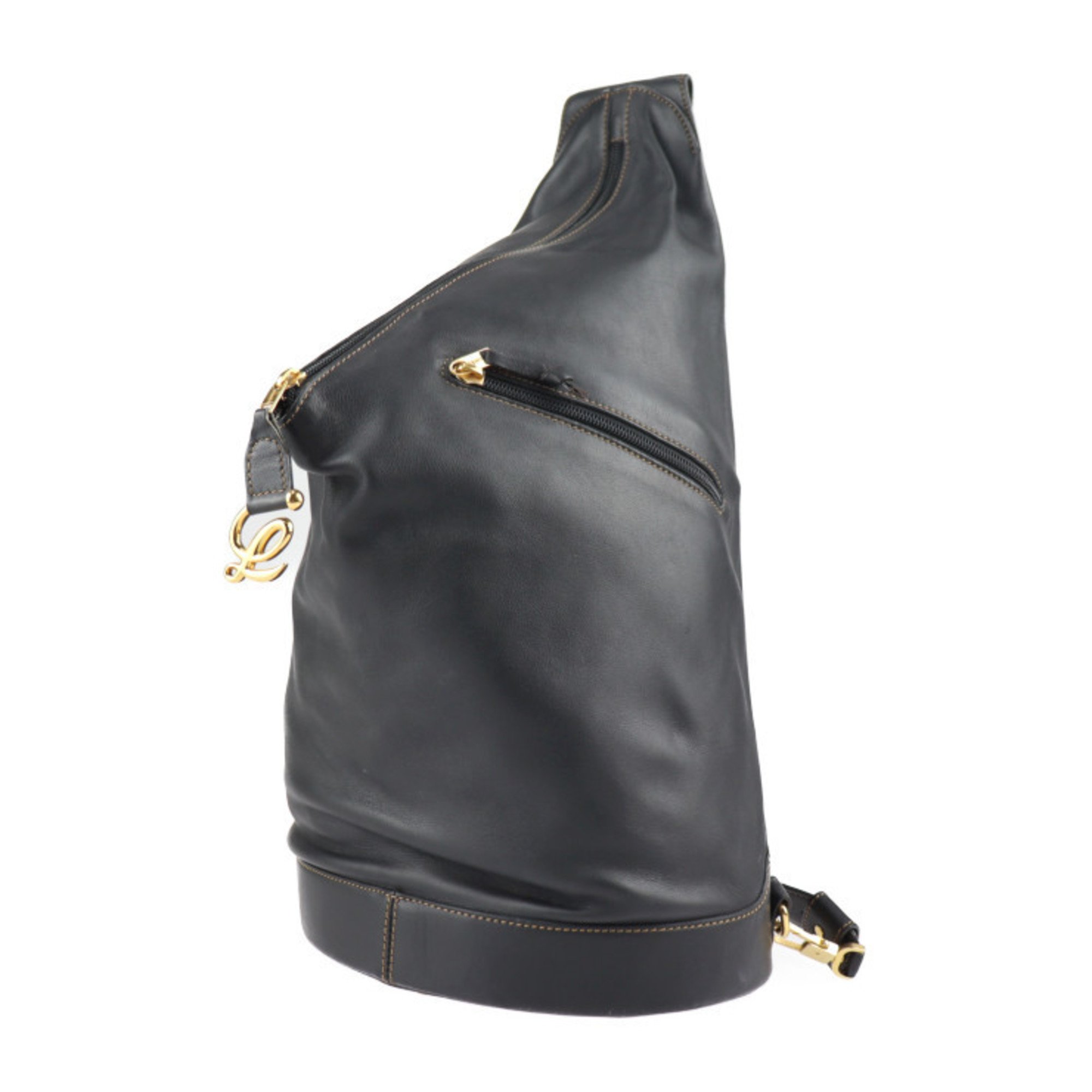 LOEWE Loewe Anton shoulder bag leather black gold metal fittings crossbody backpack anagram