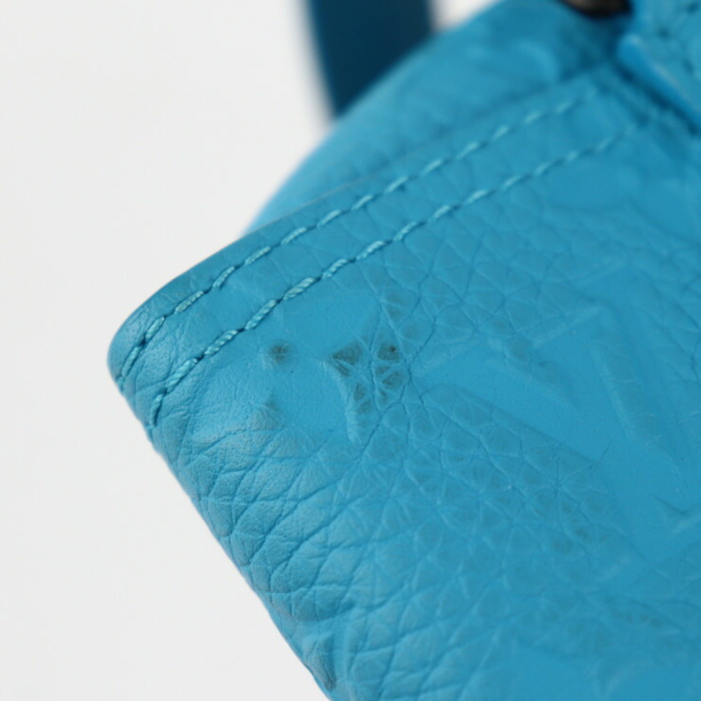 LOUIS VUITTON Louis Vuitton Triangle Messenger Shoulder Bag M55925 Monogram  Implant Turquoise Black Metal Fittings