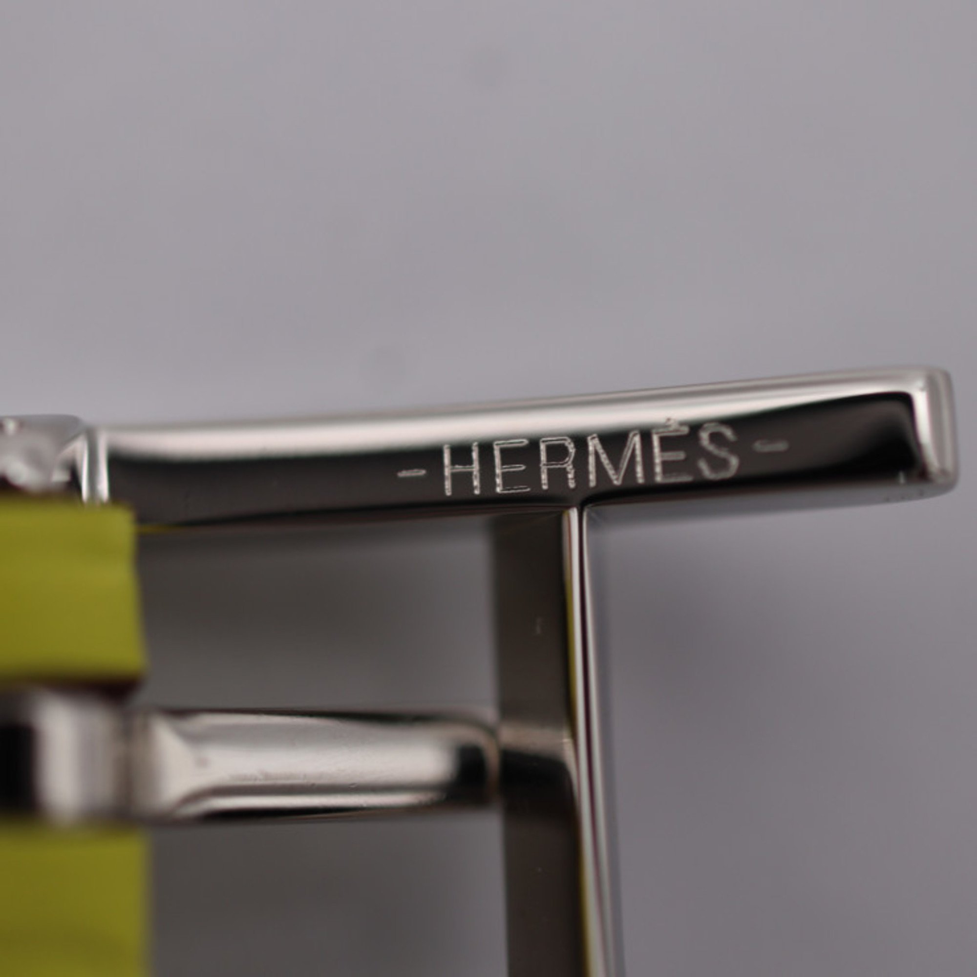 HERMES Hermes Biapi Double Tour Bracelet Notation size T4 Vaux Swift Lime Etain Silver hardware