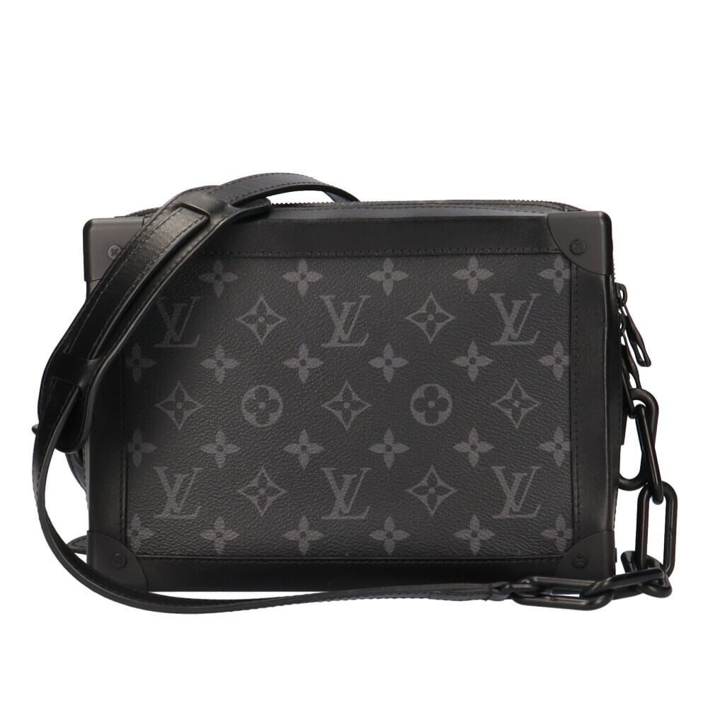 Louis Vuitton Soft Trunk Monogram Eclipse Shoulder Bag Gray Unisex