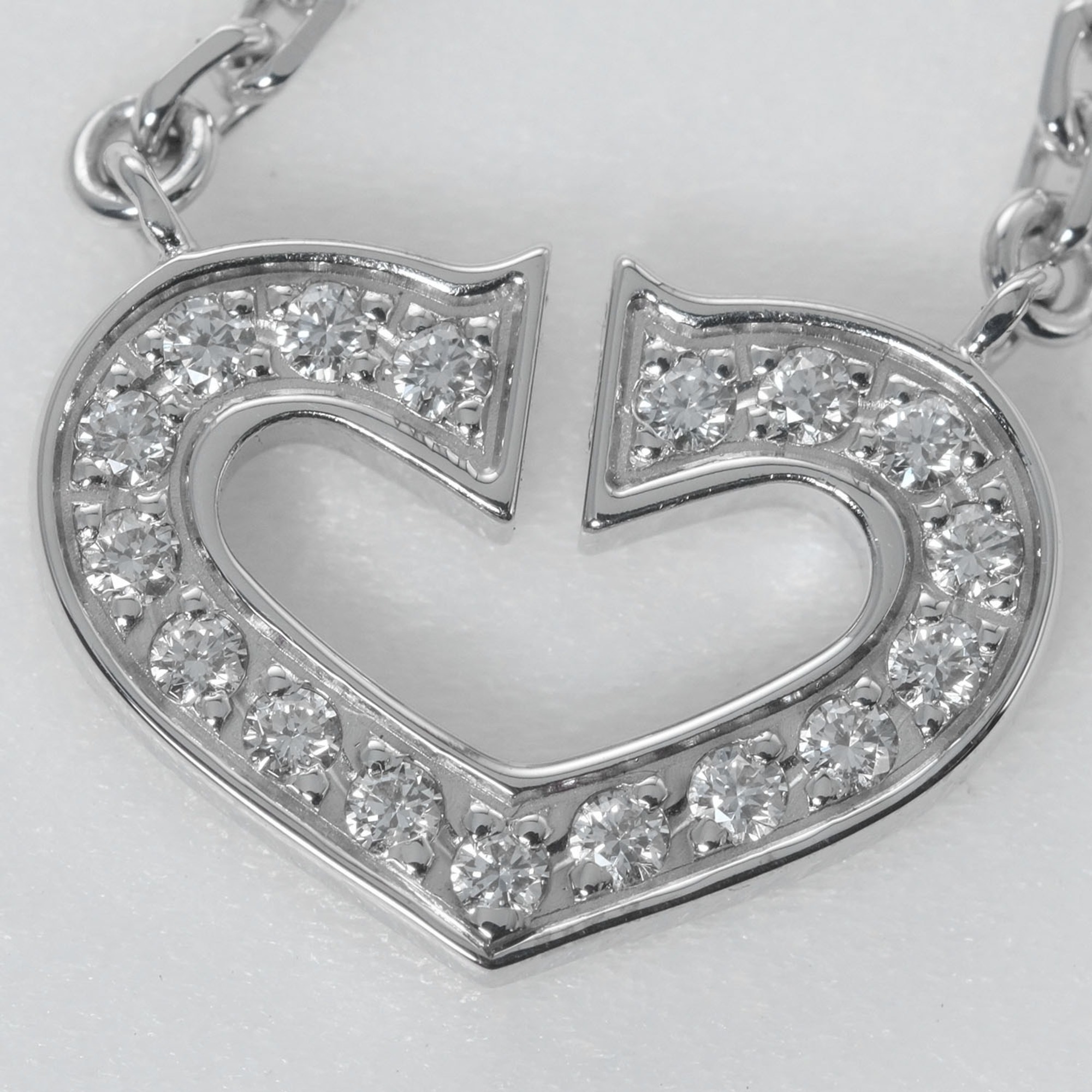 Cartier C Heart Necklace K18WG 17P Diamond White Gold CARTIER Women's