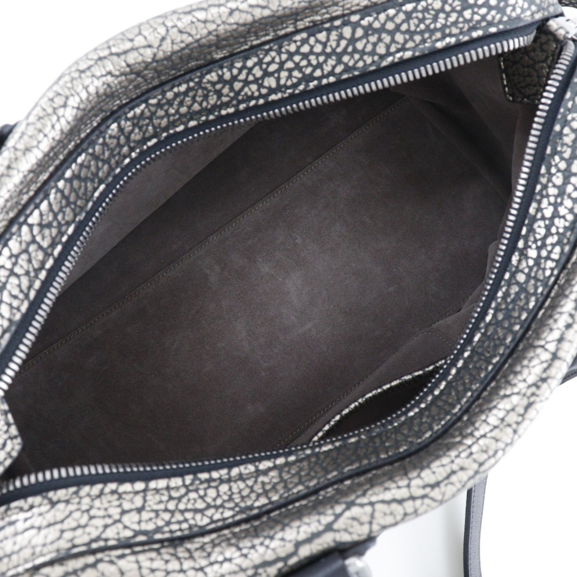 Loewe 2WAY Shoulder Handbag Mini Boston Calf Black/Silver Ladies