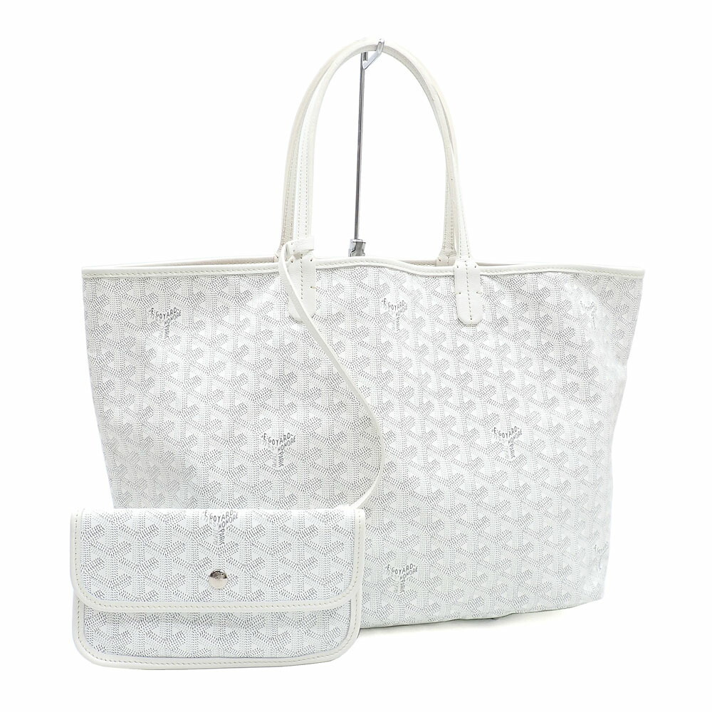Goyard Saint-Louis PM Tote Bag with Pouch Leather White Preowned