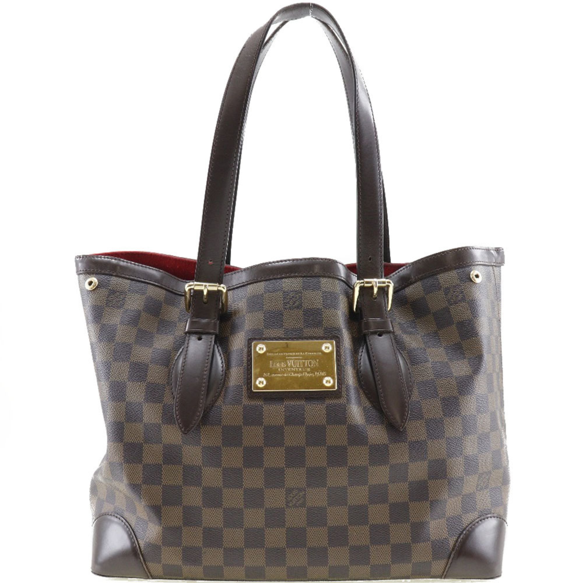 Louis Vuitton Hampstead MM Tote Bag N51204 Damier Canvas Brown CA0097 Ladies