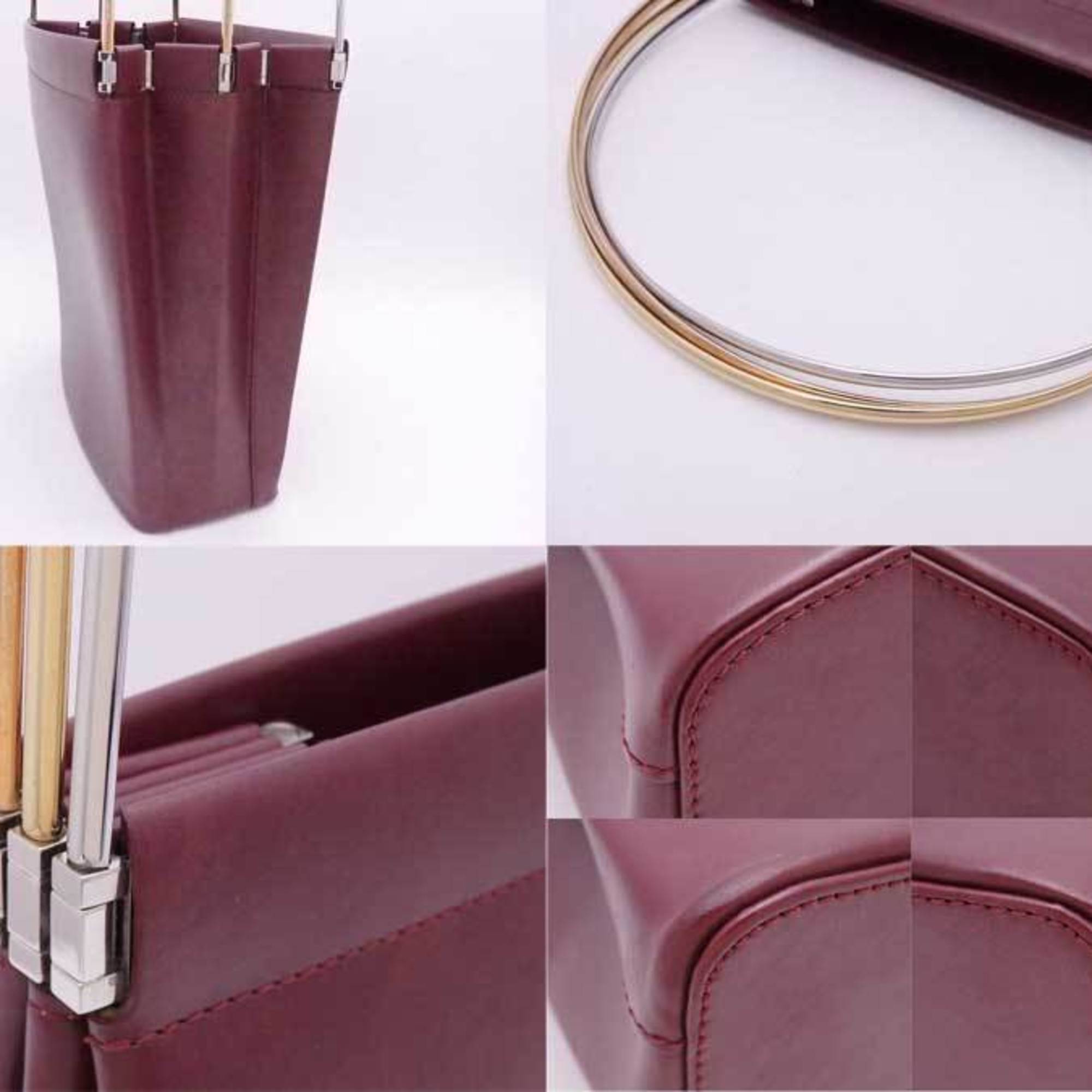 Cartier CARTIER handbag leather/metal burgundy ladies