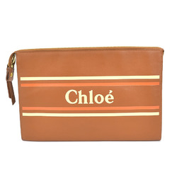 Chloé Chloe Clutch Bag Leather Brown Ladies