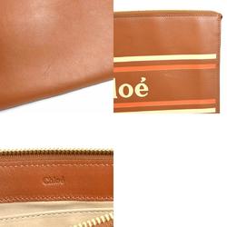 Chloé Chloe Clutch Bag Leather Brown Ladies