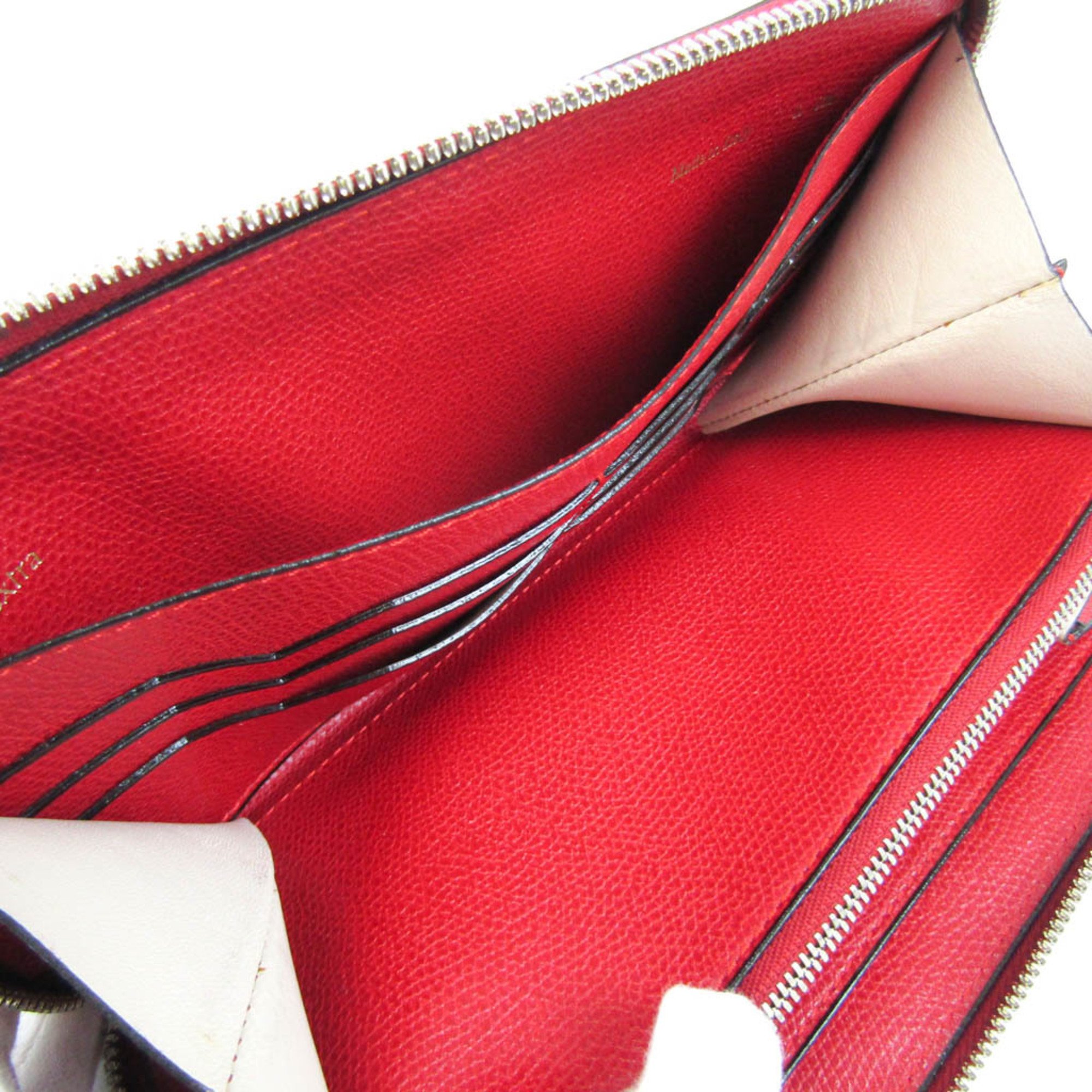 Valextra V9L06-028-R-RD Men,Women Leather Long Wallet (bi-fold) Red Color