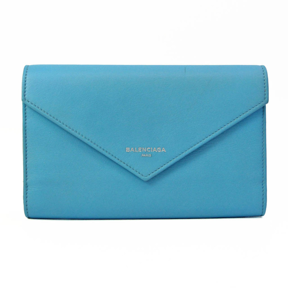 Balenciaga PAPER ZA MONEY 371661 Women's Leather Long Wallet (bi-fold) Blue
