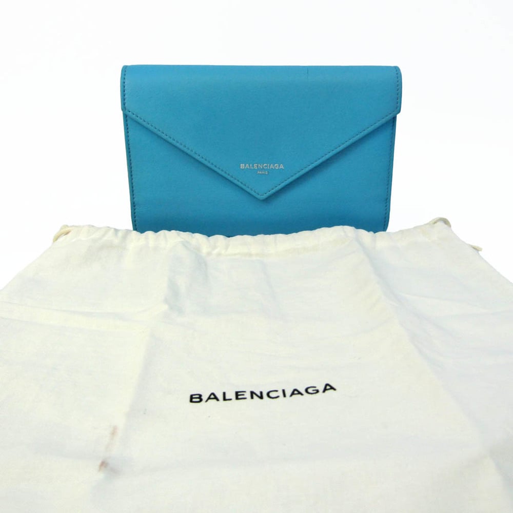 Balenciaga PAPER MONEY 371661 Women's Leather Long Wallet (bi-fold) Blue | Globazone