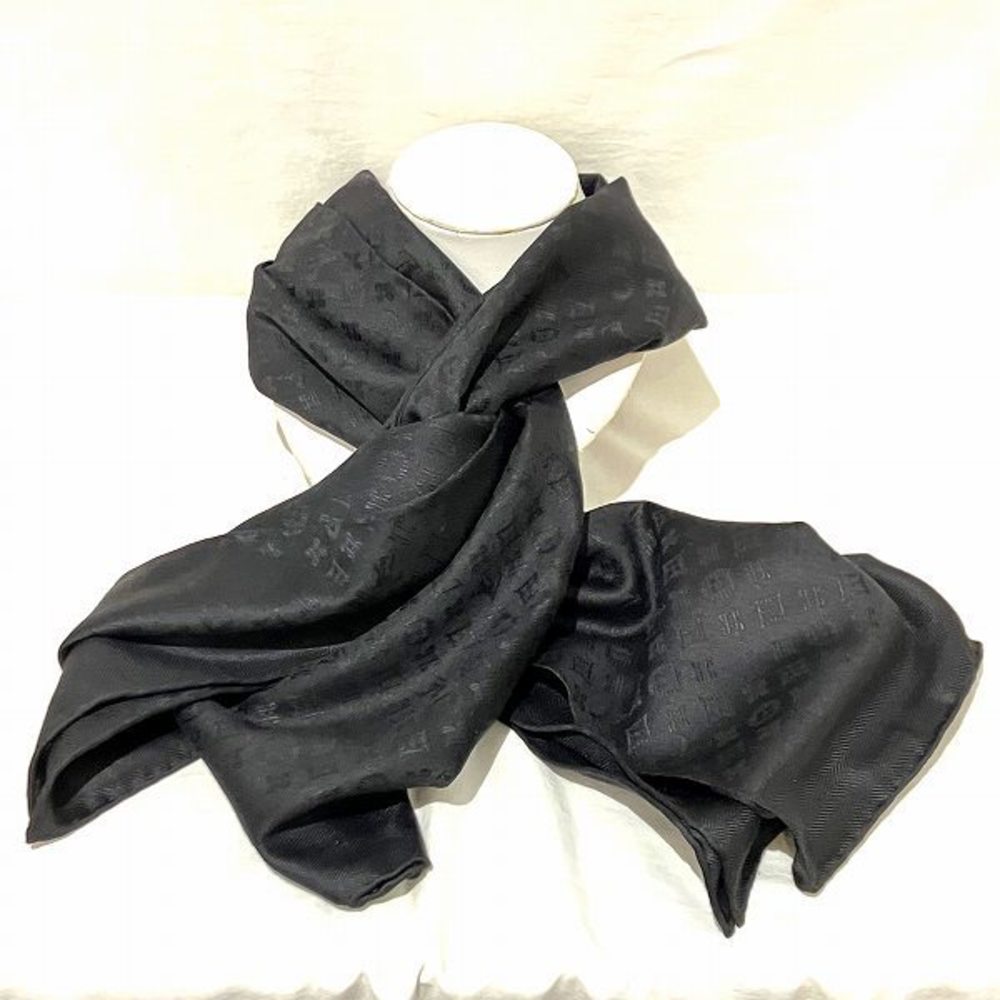 Louis Vuitton Black Monogram Silk/Wool Blend Evermore Shawl Scarf