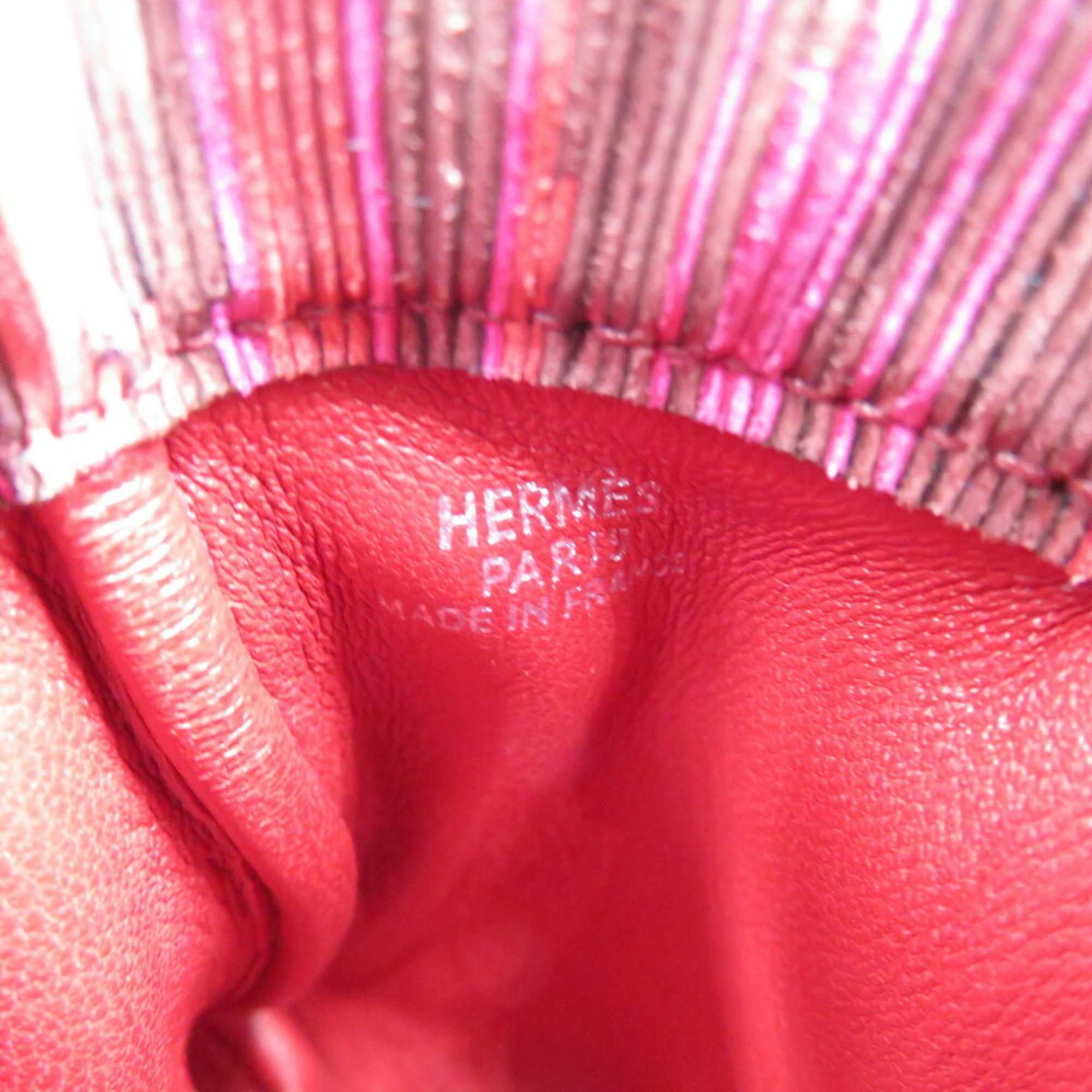 Hermes Jules PM □F Engraved Vibrato Red Coin Case Purse