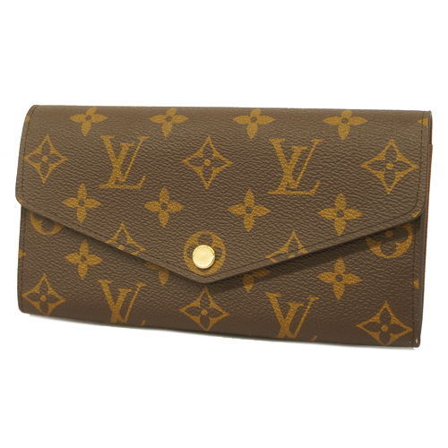 Auth Louis Vuitton Monogram Portefeuille Sarah Long Wallet M60531 Button