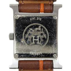 HERMES Hermes H Watch Ladies Quartz Silver x Brown Orange Dial: HH1.210 L