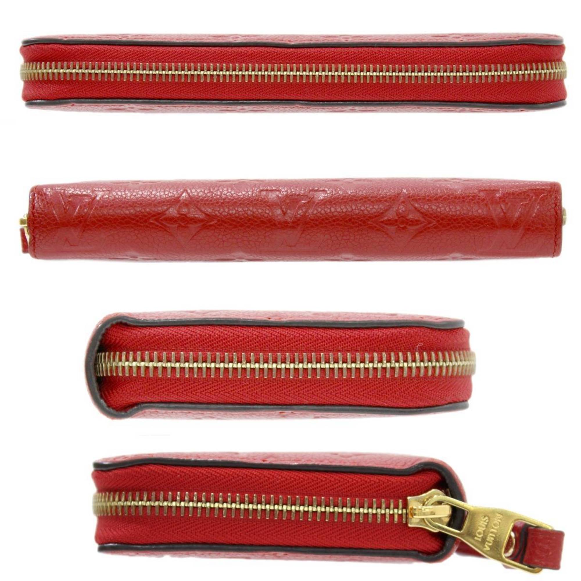 LOUIS VUITTON Louis Vuitton Zippy Wallet Long Monogram Emplant Scarlet M63691 SP4157