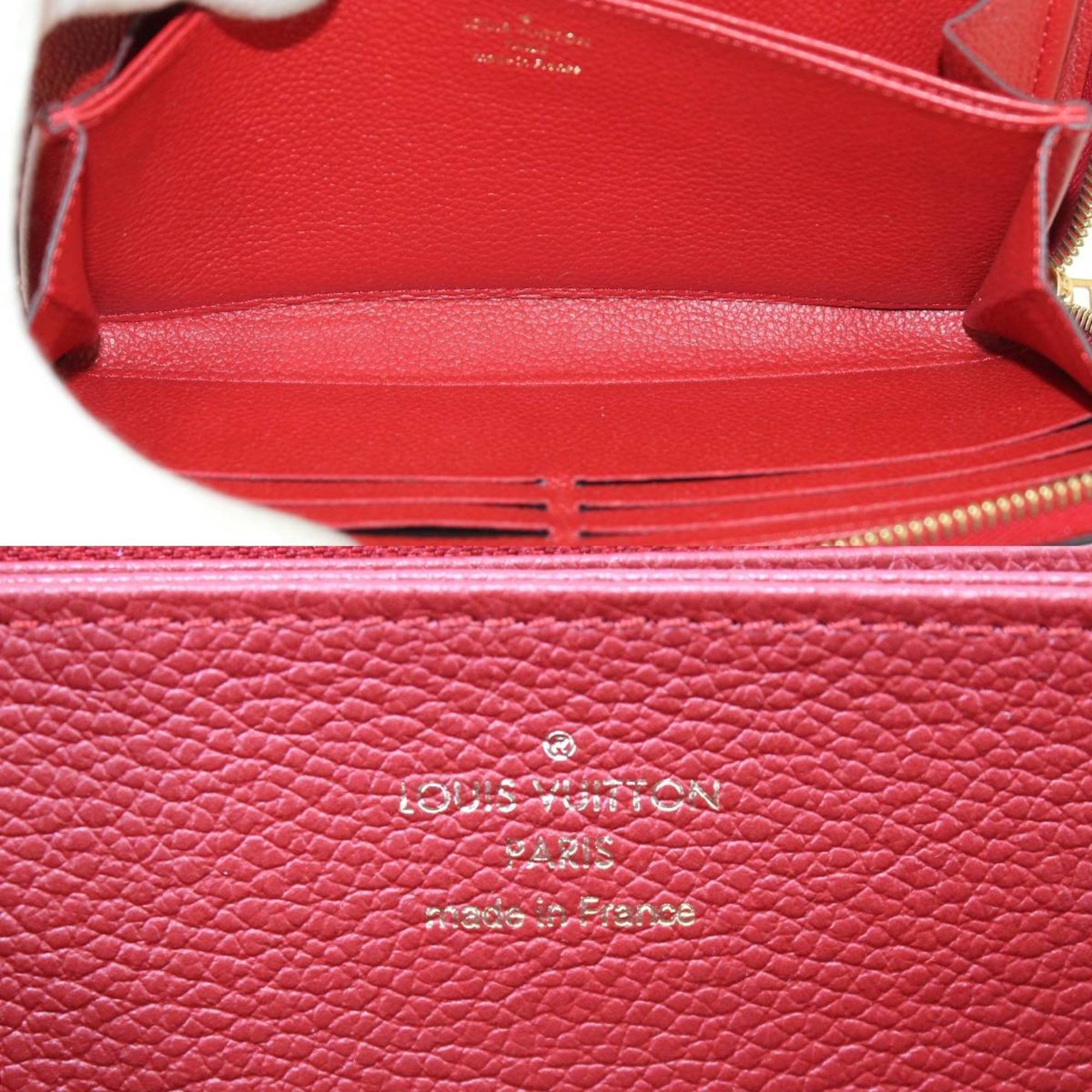 LOUIS VUITTON Louis Vuitton Zippy Wallet Long Monogram Emplant Scarlet M63691 SP4157