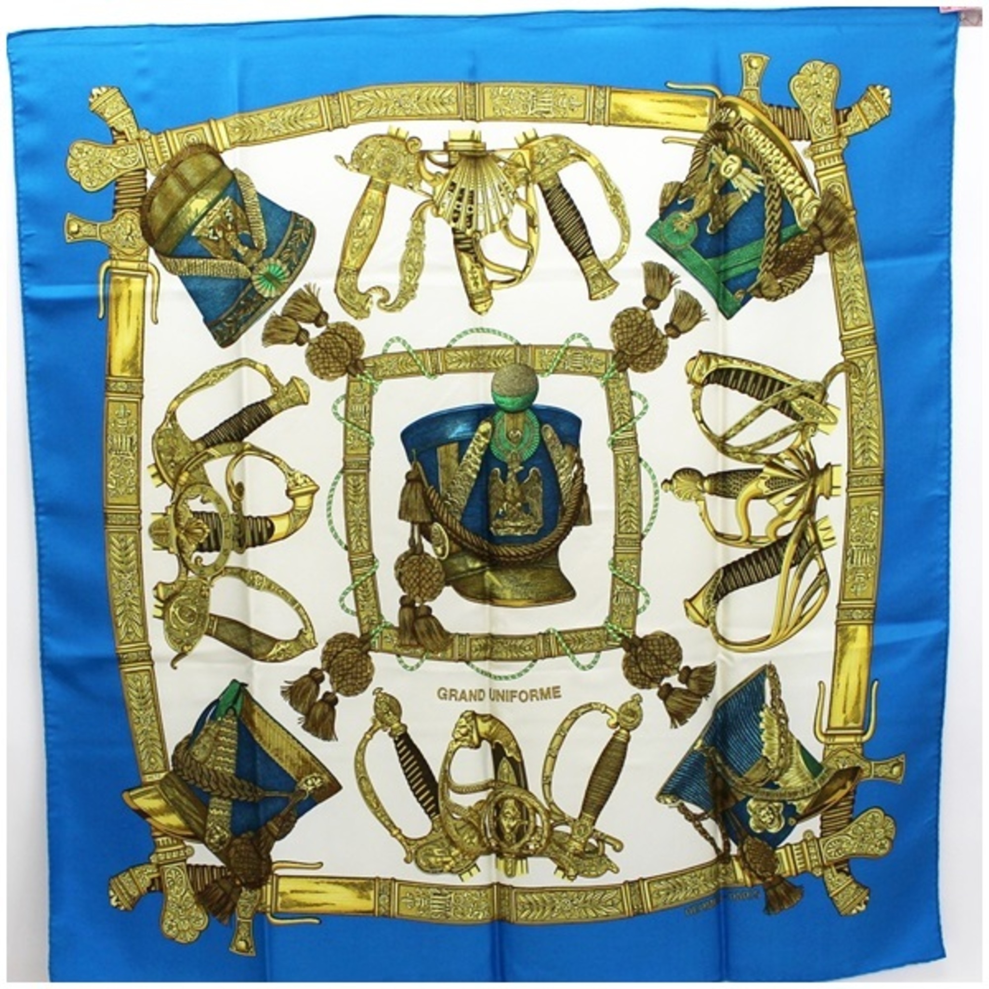 Hermes Scarf Muffler Carre 90 GRAND UNIFORME Magnificent Uniform Blue HERMES Women's