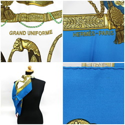 Hermes Scarf Muffler Carre 90 GRAND UNIFORME Magnificent Uniform Blue HERMES Women's