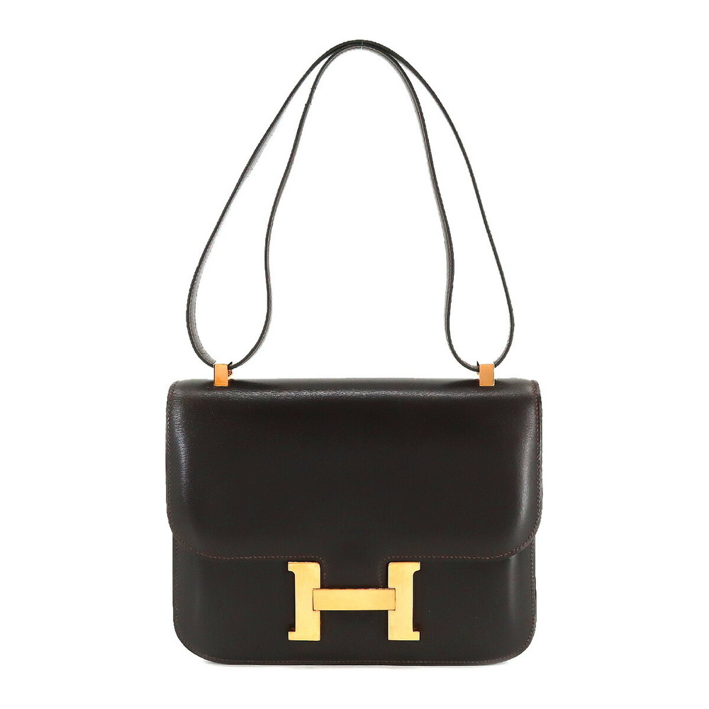 Hermes Black Box Calf Leather Gold Hardware Constance 23 Bag Hermes