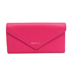 Balenciaga Papier Thin Manny 499207 Unisex Leather Long Wallet (bi-fold) Pink
